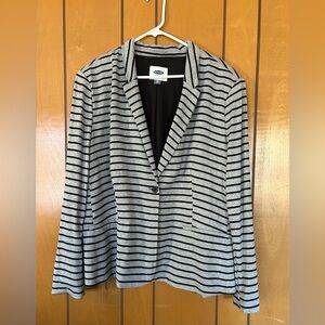 Old Navy Women's Black and Gray Striped Blazer